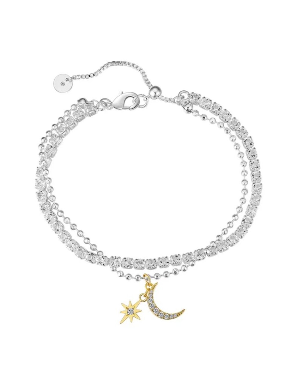 Unwritten Cubic Zirconia Star Moon Tennis and Ball Bracelet